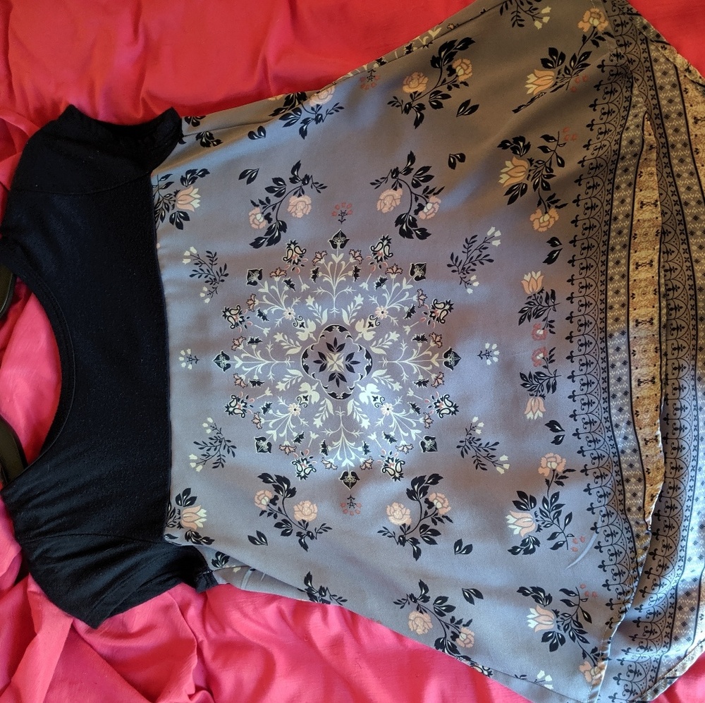 Navy and floral tee